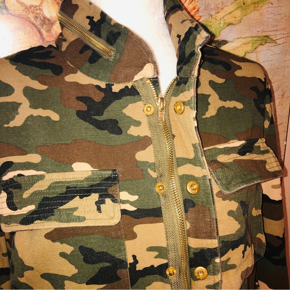 Sz M Asmax Haoduoyi Brown & Green Boho Camo Jacket - Picture 6 of 16